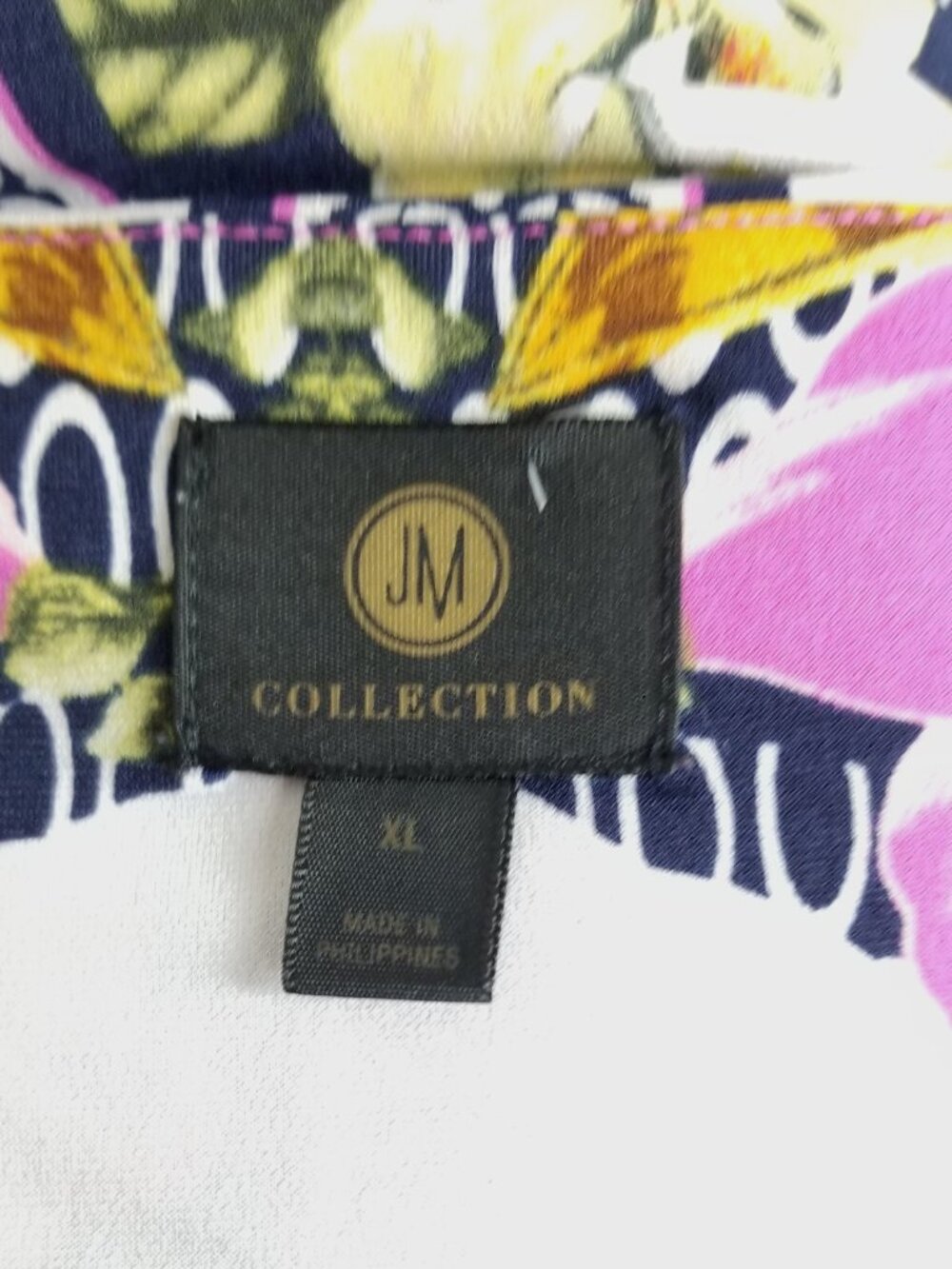 JM Collection Floral Tunic Size XL Pink Blue Chain Neck Rhinestones 3/4 Sleeve - Picture 7 of 7